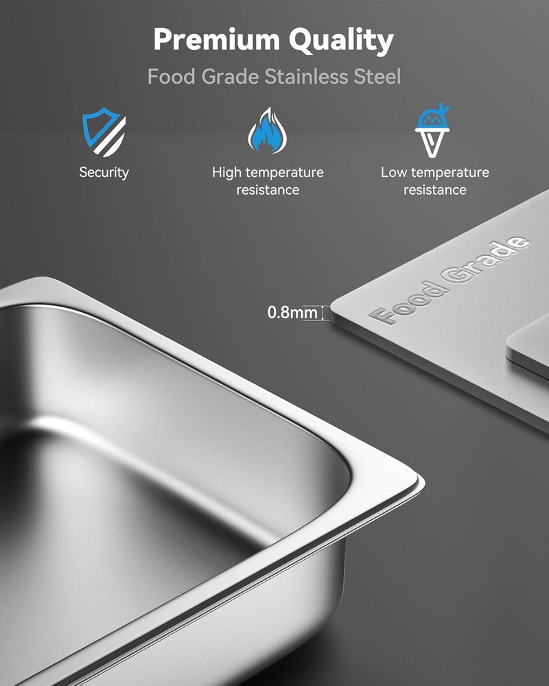 ZeroPone 6 Pack Hotel Pans 1/2 Size 2.5" Deep Steam Table Pan 22 Gauge Anti Jam Stainless Steel Catering Food Pan - Image 2