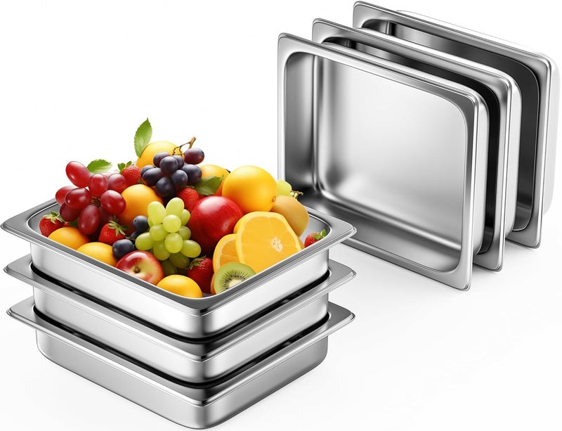 ZeroPone 6 Pack Hotel Pans 1/2 Size 2.5" Deep Steam Table Pan 22 Gauge Anti Jam Stainless Steel Catering Food Pan - Image 1