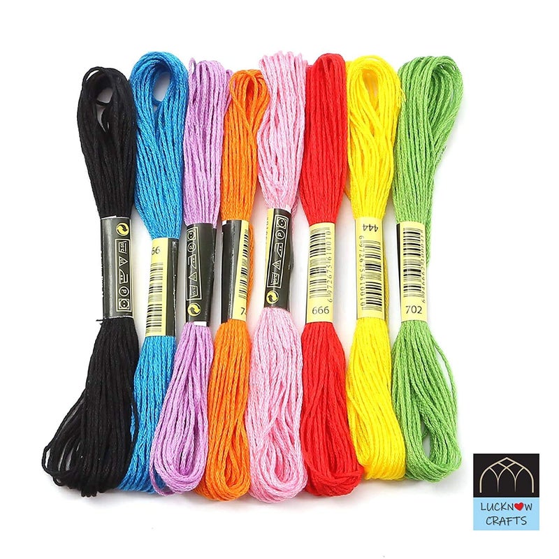 Lucknow Crafts Lucknow Crafts Premium Cotton Embroidery Threads | Madura Coats Doli Cross/Stitch Long Thread Skeins | for Craft Projects and DIY Hand Embroidery (10 Threads - 10 Colors)  - Image 3