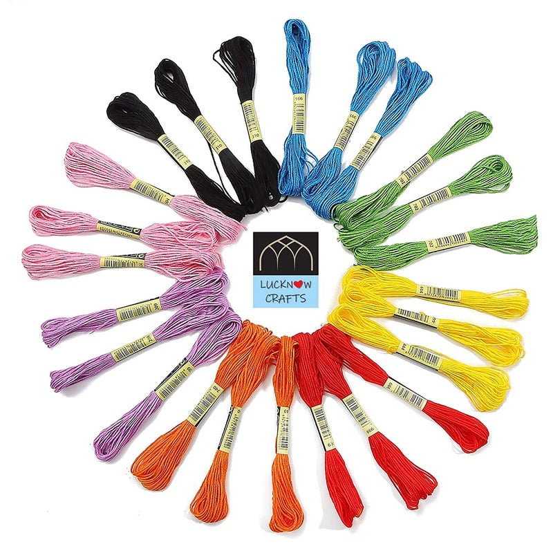 Lucknow Crafts Lucknow Crafts Premium Cotton Embroidery Threads | Madura Coats Doli Cross/Stitch Long Thread Skeins | for Craft Projects and DIY Hand Embroidery (10 Threads - 10 Colors)  - Image 5
