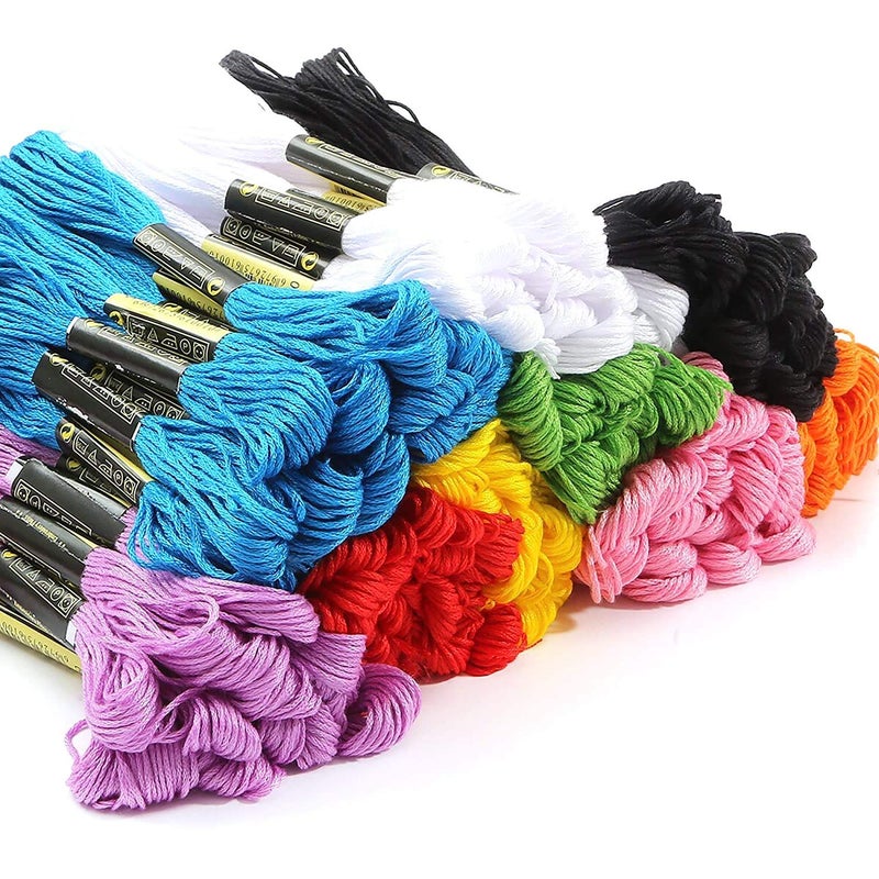 Lucknow Crafts Lucknow Crafts Premium Cotton Embroidery Threads | Madura Coats Doli Cross/Stitch Long Thread Skeins | for Craft Projects and DIY Hand Embroidery (10 Threads - 10 Colors)  - Image 1