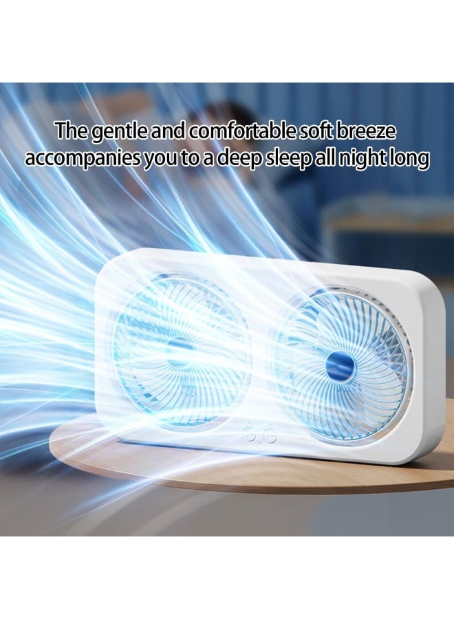 Dual Head Desk Fan, USB Rechargeable, 3 Speed, Quiet, Portable & Wall Mountable - Image 5
