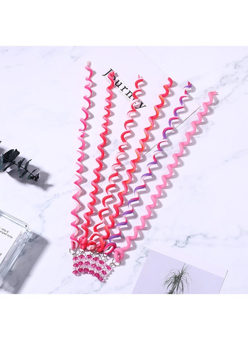 Generic Childrens Hair Braiding Headwear Colorful Belt Little Girls Hair Dirty Braid Hair Rope Braided Korean Hair Braiding Artifact 14# Pink series 6-Piece Set (plus purchase and send small gifts)