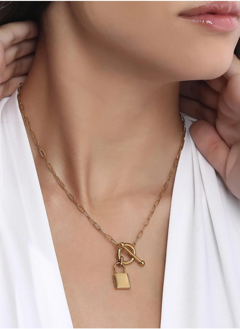 SOHI Women's The Anchor's Lock Chain Necklace