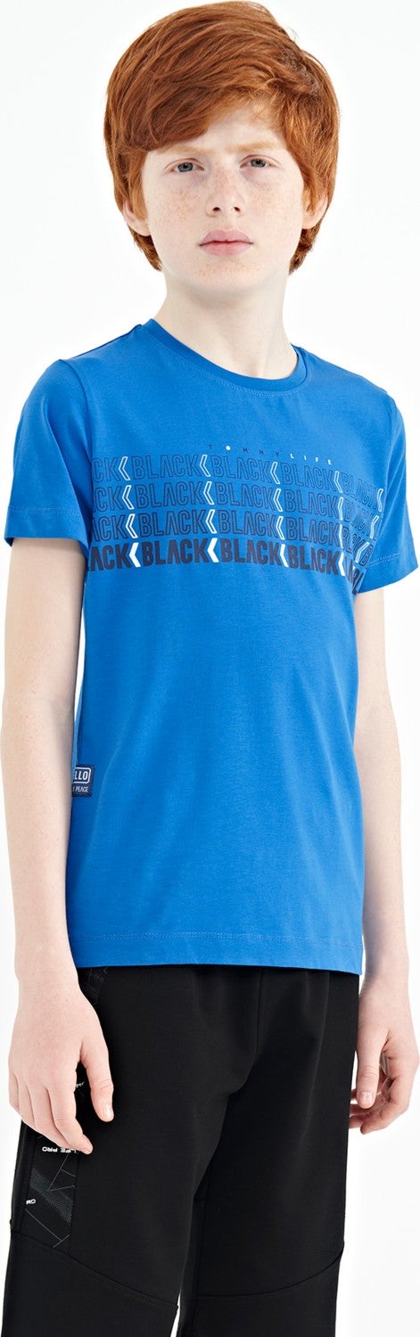 Tommy Life Saks Text Printed O Neck Standard Pattern Boy T-Shirt - 11149 - Image 4