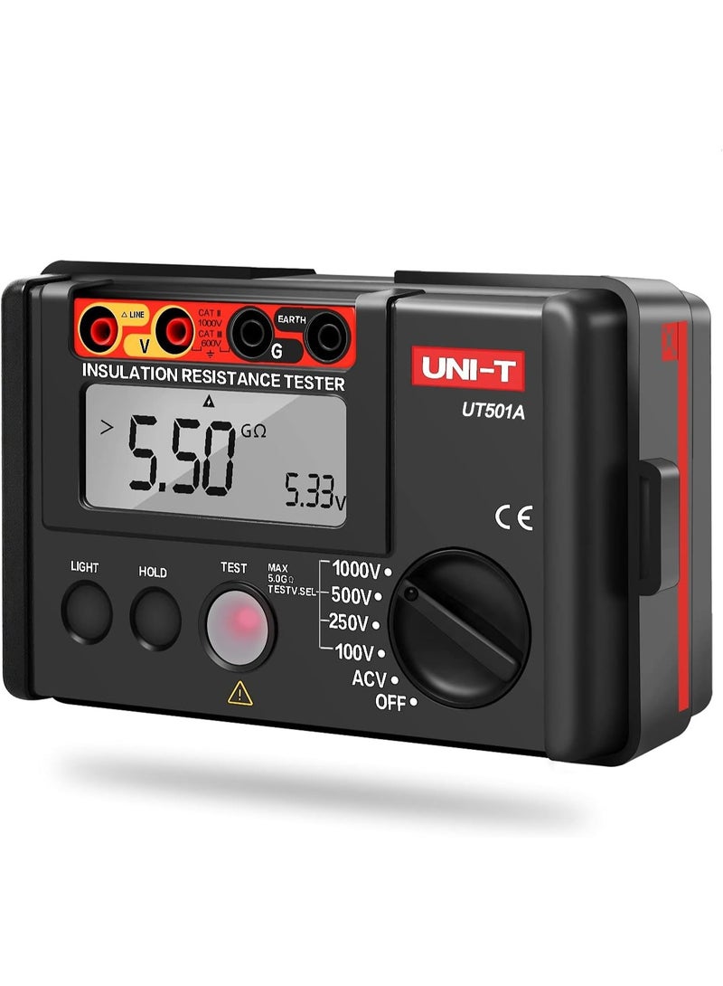 يوني تي جهاز اختبار مقاومة العزل الرقمي UNI-T UT501A 1000V ميغا أوم مع شاشة LCD ذات نطاق تلقائي - Image 1