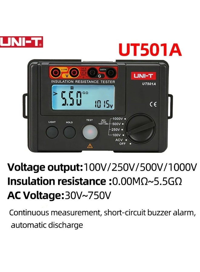 يوني تي جهاز اختبار مقاومة العزل الرقمي UNI-T UT501A 1000V ميغا أوم مع شاشة LCD ذات نطاق تلقائي - Image 3