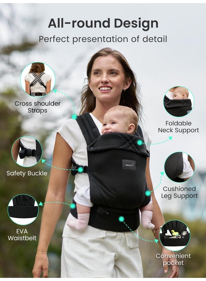 GROWNSY GROWNSY Baby Carrier Newborns to Toddlers, Ergonomic Baby Toddler Carrier Slings Wraps with Head Support, Easy to Wear,Infant Carrier Baby Gift,Travel and Hiking Friendly, for Babies 7 to 44 lb(Black)  - Image 2