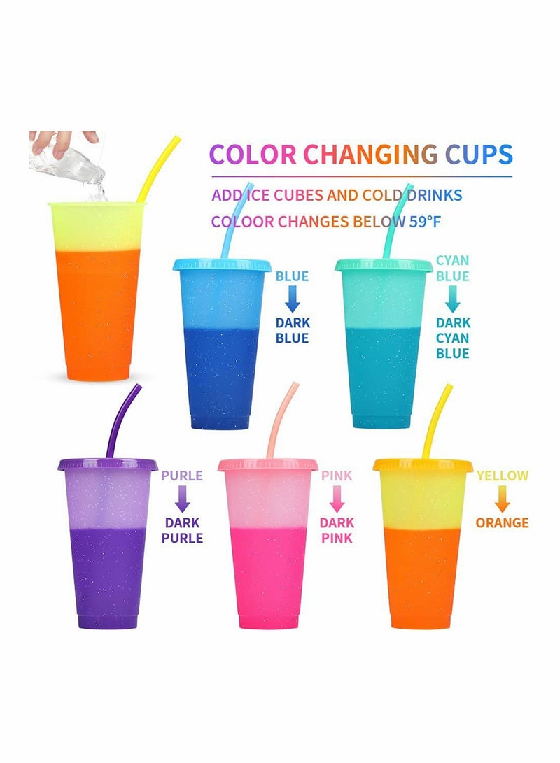 KASTWAVE Color Changing Plastic Tumblers with Lids and Straws5 Pcs - Image 3