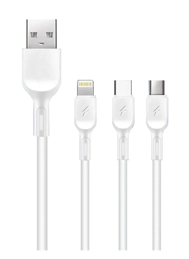 WUW - 3 in 1 Fast Charging Cable For Micro + Lightning + Type-C - Image 1