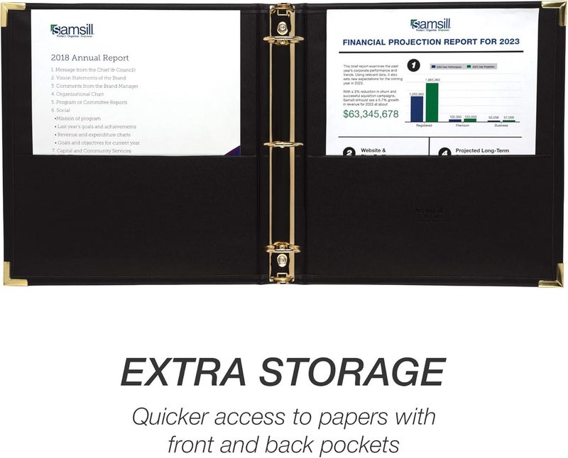 Samsill مجلد تقديم تنفيذي من مجموعة سامسيل الكلاسيكية - جلد صناعي أسود، 1.5 بوصة - Image 3