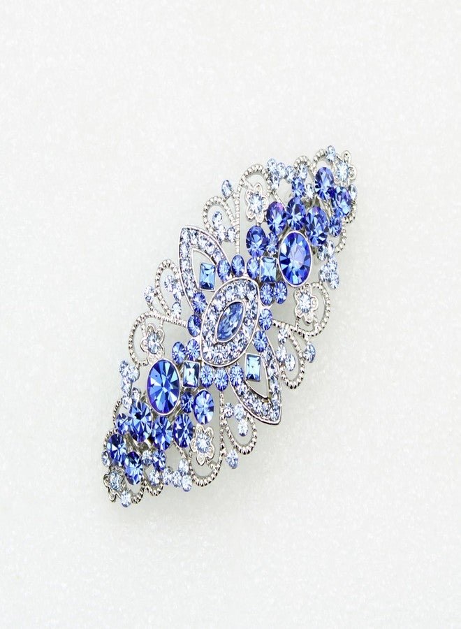 Faship Gorgeous Blue Crystal Flower Barrette Clip - Image 3