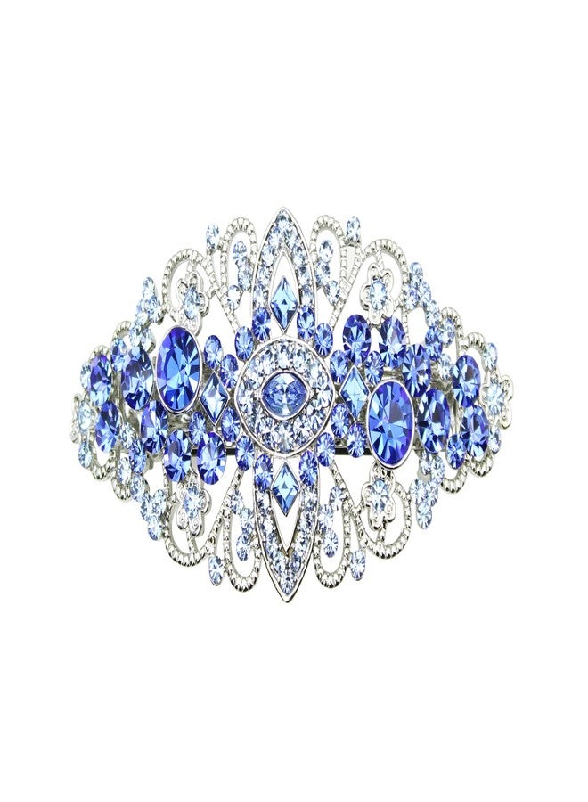 Faship Gorgeous Blue Crystal Flower Barrette Clip - Image 1