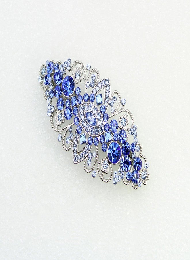 Faship Gorgeous Blue Crystal Flower Barrette Clip - Image 4