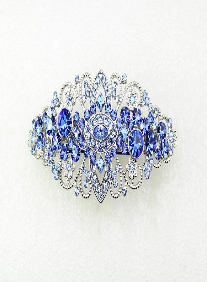 Faship Gorgeous Blue Crystal Flower Barrette Clip - Image 2