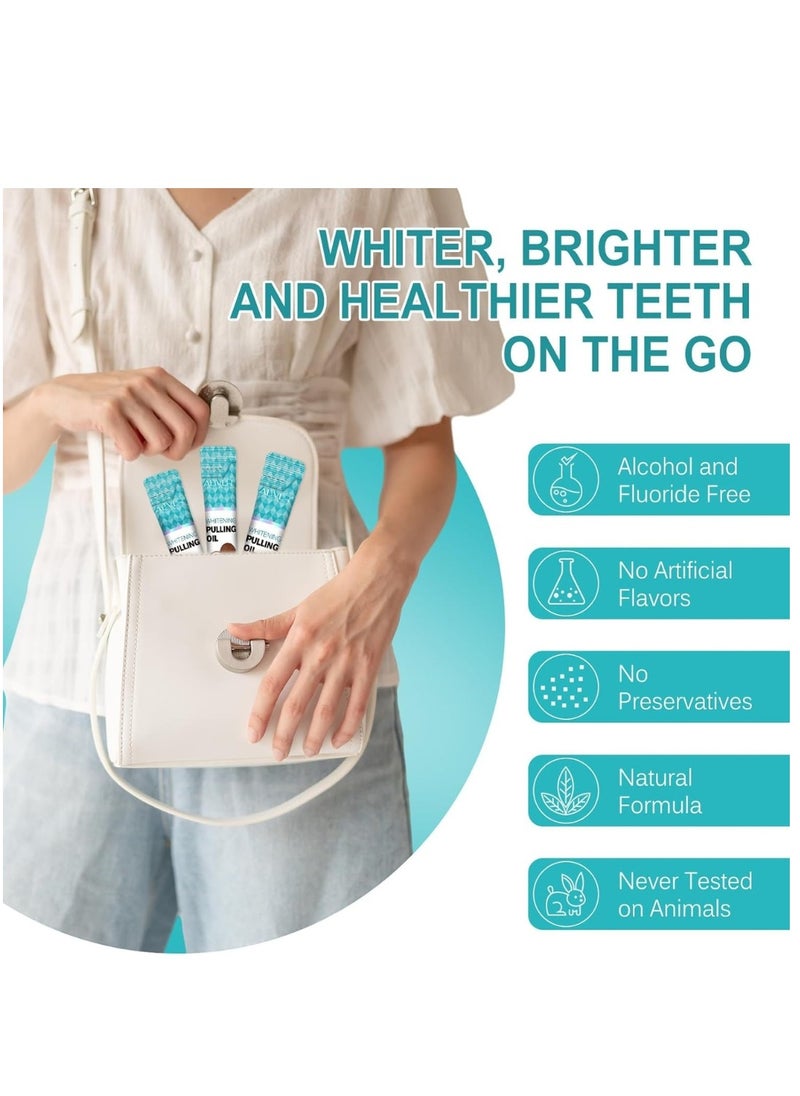 ALIVER - 20 Pieces Natural Coconut Oil Pulling Mouthwash Sachets 12ml Each Teeth Whitening & Reducing Bad Breath Coconut Pulling Oil for Oral Health Reduce Bad Mouth Odor Cavity & Gums Sensitivity Unisex - Image 1