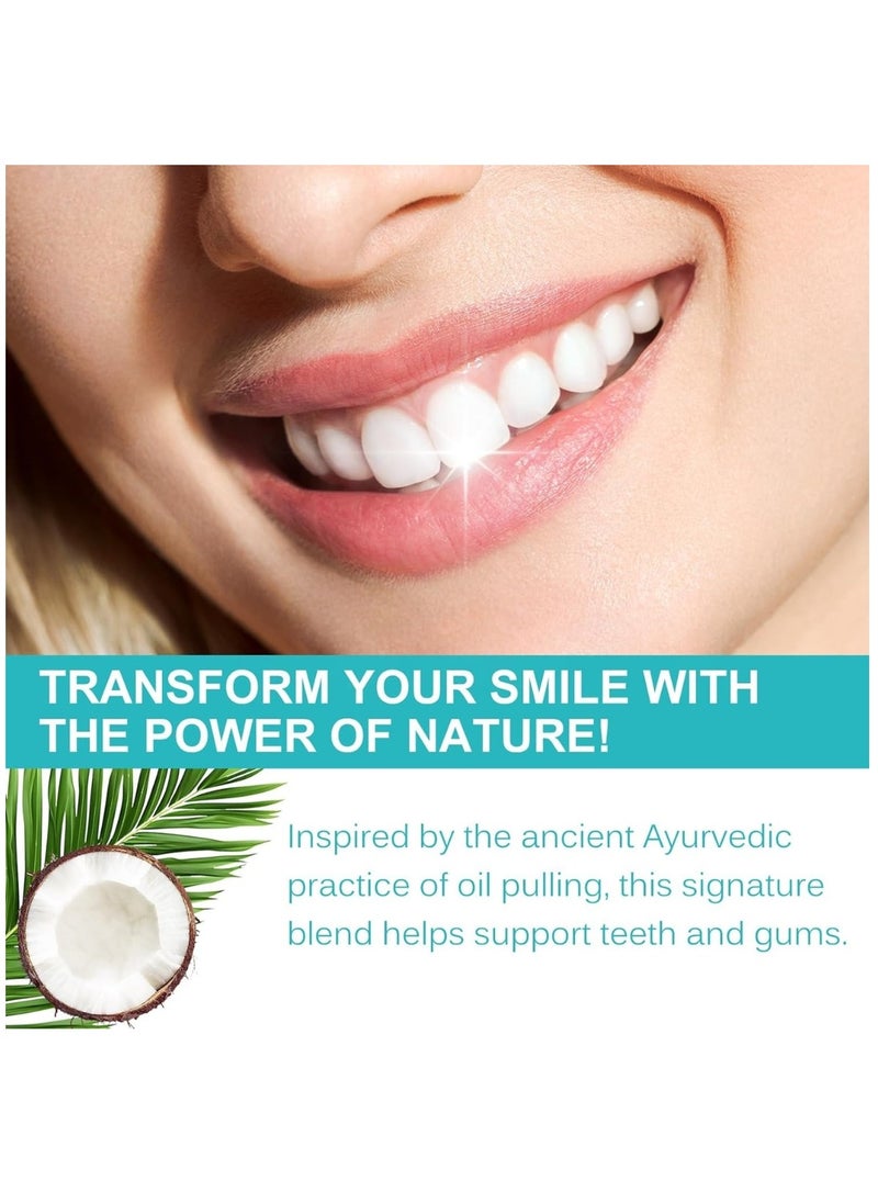 ALIVER - 20 Pieces Natural Coconut Oil Pulling Mouthwash Sachets 12ml Each Teeth Whitening & Reducing Bad Breath Coconut Pulling Oil for Oral Health Reduce Bad Mouth Odor Cavity & Gums Sensitivity Unisex - Image 1