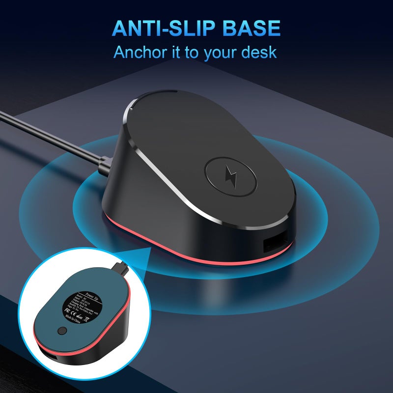 Soarking قاعدة شحن ماوس الكمبيوتر المغناطيسية المدمجة Soarking R3 لـ Razer Basilisk V3 Pro و Cobra Pr و Naga V2 Pro، إيقاف تشغيل تلقائي، حالة شحن LED قابلة للتبديل، قاعدة مضادة للانزلاق، كابل بطول 6.6 قدم - Image 2