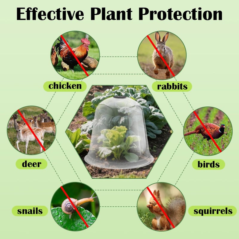RooTrimmer 13 Inch Humidity Domes Garden Cloches for Plant Protection 10 Pack, Plant Covers Freeze Protection, Protectors from Animals, Garden Clear Plant Cover with Ventilation Holes - Image 5