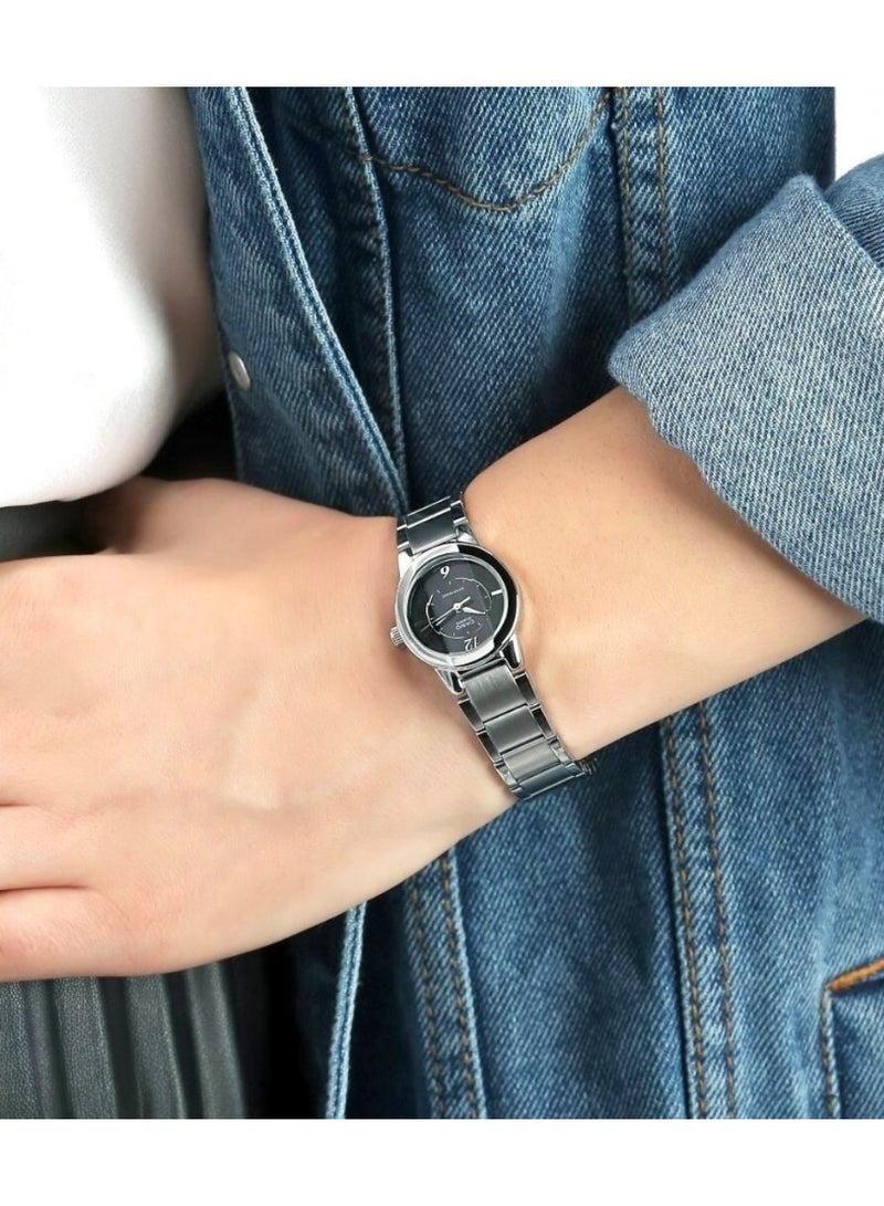 كاسيو ساعة كاسيو النسائية - LTP-1230D-1CDF، مينا سوداء، سوار فضي - Image 2