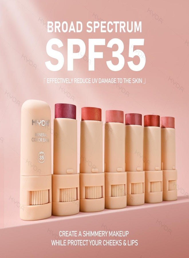 KYDA 3 Colors Mineral Color Balm, Buildable Shimmer Color for Lips and Cheeks, Broad spectrum SPF 35, Natural Shimmer Finish, Lightweight Blendable Creamy, Multiuse Blush Stick, Set B - Image 3