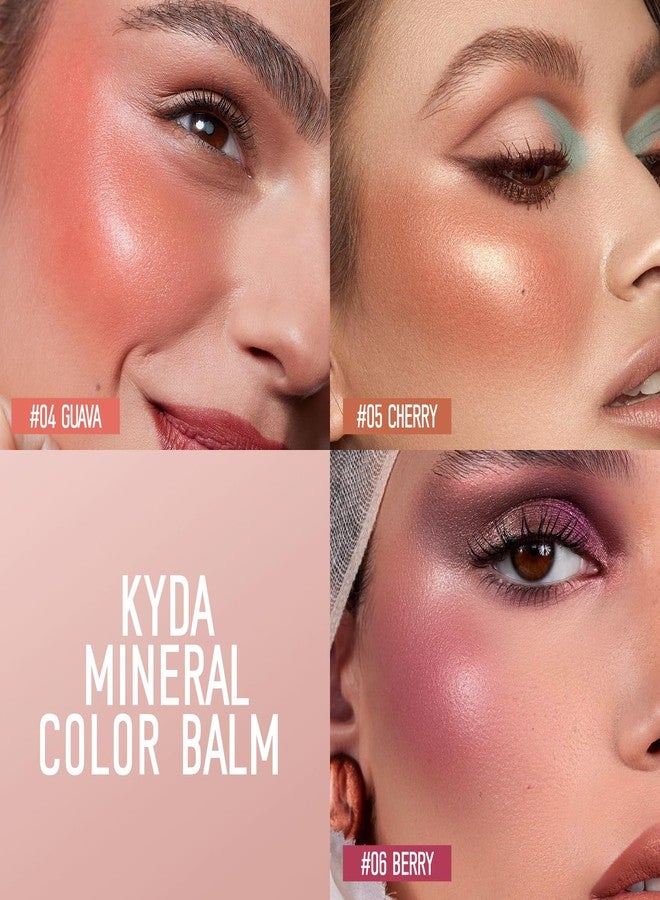 KYDA 3 Colors Mineral Color Balm, Buildable Shimmer Color for Lips and Cheeks, Broad spectrum SPF 35, Natural Shimmer Finish, Lightweight Blendable Creamy, Multiuse Blush Stick, Set B - Image 4
