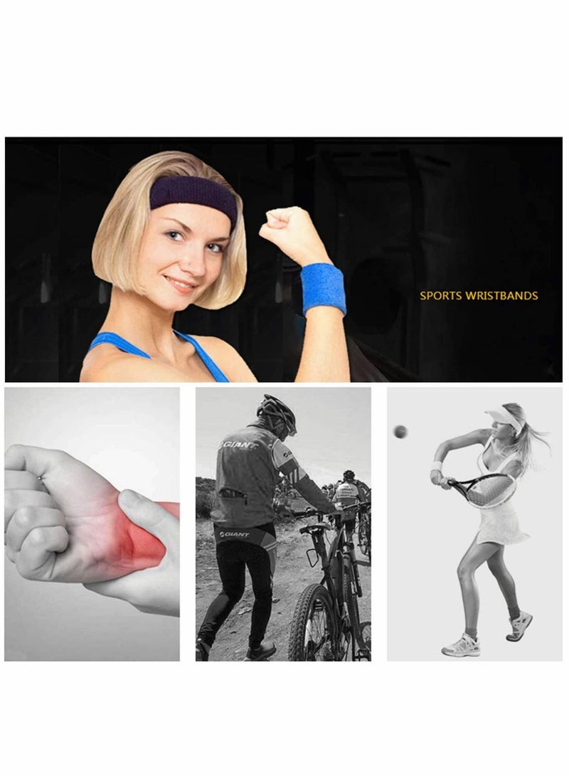 Y&D Wristband, Breathable Sports Cotton Sweat Band for Men and Women, Good Tennis Basketball Running Gym Working Out (Multicolor) 5 Pairs (Purple, Red, White, Blue, Black) - Image 4