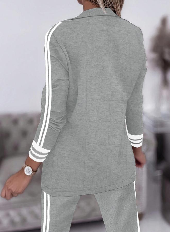 Take Two Women Double Striped Long Sleeve Blazer - Image 2