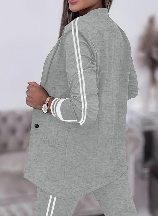 Take Two Women Double Striped Long Sleeve Blazer - Image 3