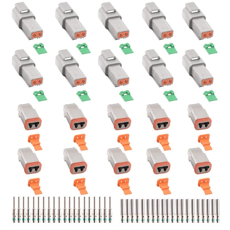 JRready ST6246 Deutsch 2 Pin Connector 10 Sets DT042P DT062S Gray Waterproof Electrical Wire Connector with Solid Contacts 1420AWG - Image 2