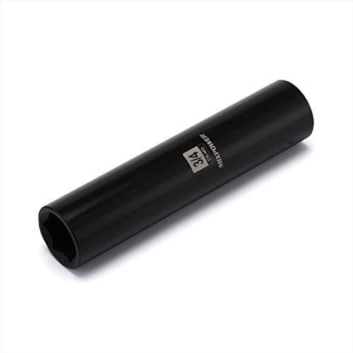 MIXPOWER 1/2" Dr. x 3/4-inch Extra Long Deep, 6 Point Impact Socket, Cr-Mo Alloy Steel, Radius Corner Design, Dual Size Markings, 5 inch Length - Image 1