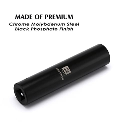 MIXPOWER 1/2" Dr. x 3/4-inch Extra Long Deep, 6 Point Impact Socket, Cr-Mo Alloy Steel, Radius Corner Design, Dual Size Markings, 5 inch Length - Image 5
