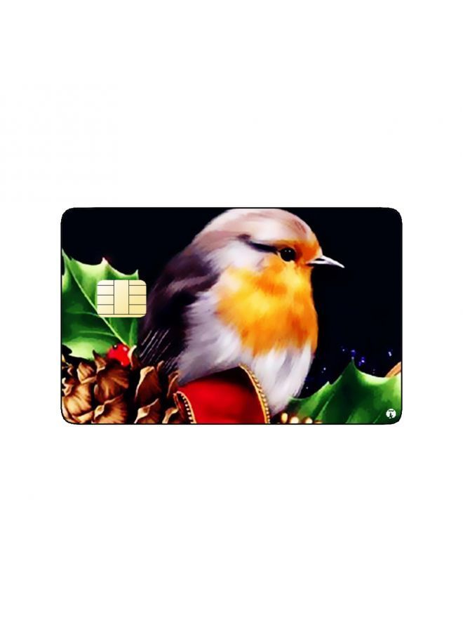 RKN PRINTED BANK CARD STICKER Beautiful Bird Vintage Art With Ribbon - Image 1