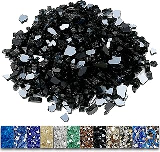 Grisun Onyx Black Fire Glass for Fire Pit, 1/2 Inch High Luster Reflective Tempered Glass Rocks for Natural or Propane - Image 1
