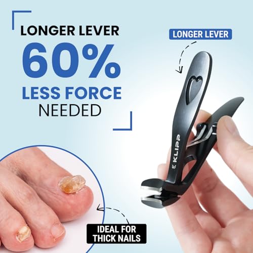 KLIPP Toenail Clippers for Thick Toenails KLIPP 15 mm Wide Jaw Thick Fingernail and Toenail Cutter with Curved StainlessSteel Blades for Seniors Angled Wide Opening - Image 3