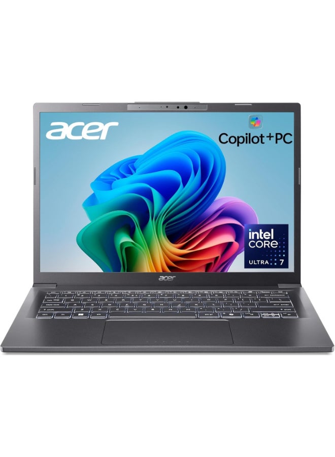أيسر لابتوب أسباير 14 AI A14-52MT-701K، شاشة تعمل باللمس WUXGA IPS مقاس 14 بوصة، معالج إنتل كور ألترا 7 258 V، 32 جيجابايت رام، 1 تيرابايت SSD، بطاقة رسومات إنتل آرك 140V - Image 1