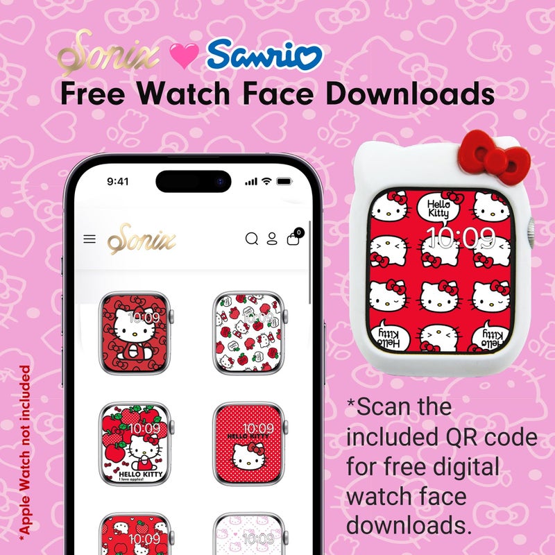 Sonix غطاء ساعة آبل من سونيكس × سانريو | غلاف واقي لساعة آبل | غلاف سيليكون واقي | يناسب 38mm/40mm/41mm | هالو كيتي - أبيض - Image 4