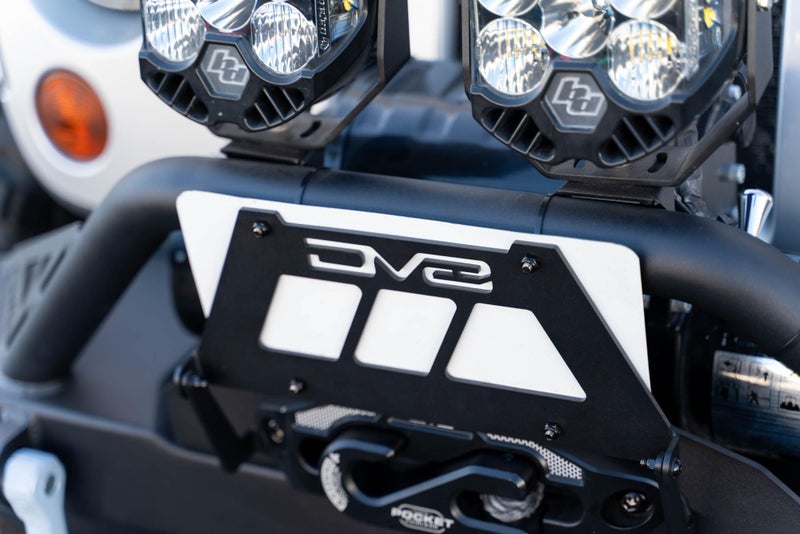 DV8 Offroad Fairlead Mounted Flip-up License Plate Bracket | Universal Design Compatible with Flat Standard Fairlead Mounts | Flips Up & Out of The Way to Provide Access to The Winch Rope - Image 3