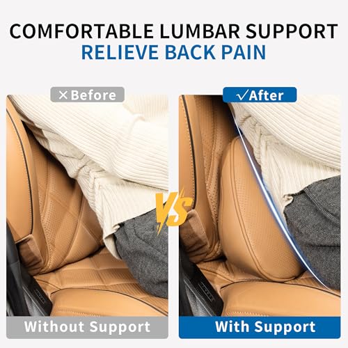 Dapucarin Lumbar Support Pillow for Car Seat, Office Chair Nappa Leather Memory Foam Lower Back Cushion for Back Pain Relief Improve Posture, Ergonomic Back Rest for Gaming Chair, Palomino, 1PC - Image 2