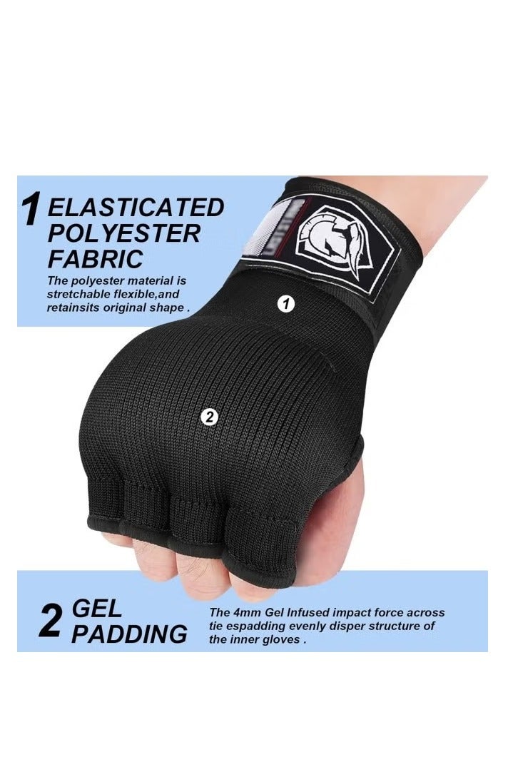 ساكن قفازات ملاكمة لليد مع دعم للمعصم، لفافات جل مبطنة داخلية لتدريب الملاكمة، اللكم، الفنون القتالية المختلطة، الملاكمة التايلاندية، حقيبة تدريب سريعة، حماية الأيدي (زوج) - Image 2