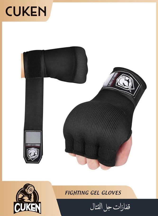 ساكن قفازات ملاكمة لليد مع دعم للمعصم، لفافات جل مبطنة داخلية لتدريب الملاكمة، اللكم، الفنون القتالية المختلطة، الملاكمة التايلاندية، حقيبة تدريب سريعة، حماية الأيدي (زوج) - Image 1