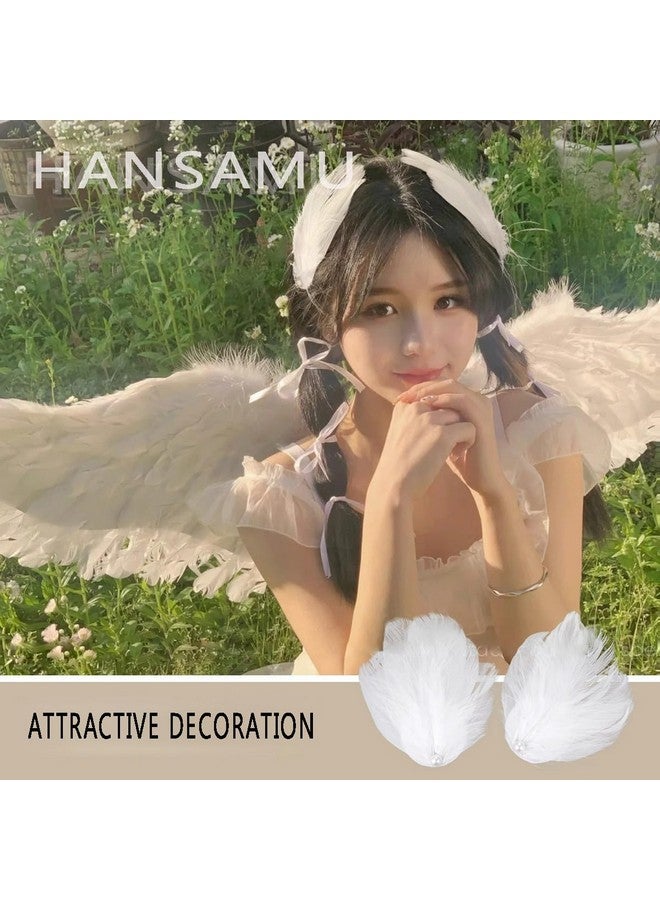 HANSAMU White Feather Hair Clip Ballet Style Pearl Ostrich White Swan Feather Hair Pins Accessories For Women Girls Bride Wedding Valentine Engagement Birthday Christmas Stage Performance Headpiece（2 Pcs) - Image 3