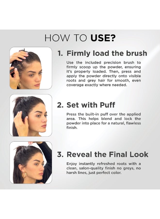 Thick Fiber THICK FIBER Root Touch Up Powder, (Black) Root Cover Up Hairline Powder for Thin Hair - Water & Sweat Resistant Hair Loss Concealer Set with Hair Powder for Thinning Hair Women, Includes Brush  - Image 5