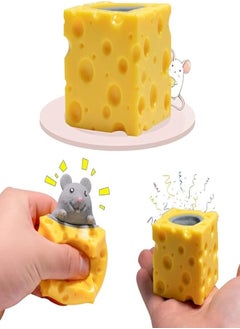 Generic Squishy Cheese Toy Squeeze Cheese Rat Stress Ball Squishy Fidgets Mice in Cheese Toy Anxiety Relief Sensory Toy Squish Mouse Toys 
