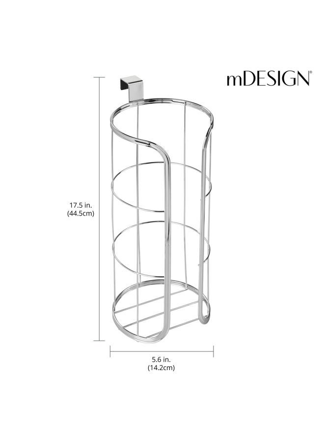 mDesign Modern Over The Tank Hanging Toilet Tissue Paper Roll Holder and Reserve for Bathroom Storage - Stores 3 Extra Rolls, Holds Jumbo-Sized Rolls - Durable Metal Wire - Chrome - Image 4