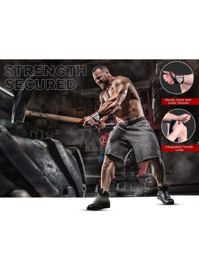 RDX Weight Lifting Wrist Wraps Support, IPL USPA Approved, Elasticated Pro 18” Cotton Straps, Thumb Loop, Powerlifting Bodybuilding Fitness Strength Gym Training WOD Workout, Gymnastics Calisthenics - Image 3