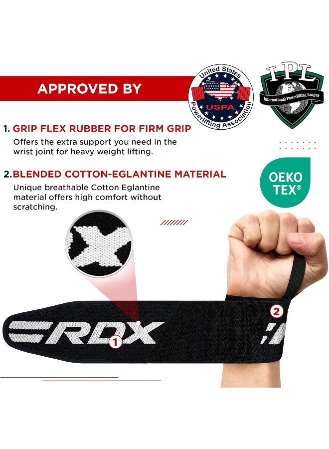 RDX Weight Lifting Wrist Wraps Support, IPL USPA Approved, Elasticated Pro 18” Cotton Straps, Thumb Loop, Powerlifting Bodybuilding Fitness Strength Gym Training WOD Workout, Gymnastics Calisthenics - Image 4