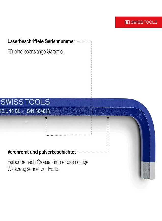 بي بي سويس تولز طقم مفاتيح سداسية قوس قزح من PB SWISS TOOLS، رقم الموديل PB 212.LH-10 RB CN | صناعة سويسرية 100% | طقم مفاتيح ألين من 9 قطع، مُرمَّز بالألوان حسب المقاس من 1.5 إلى 10 مم، بطرف كروي - Image 3