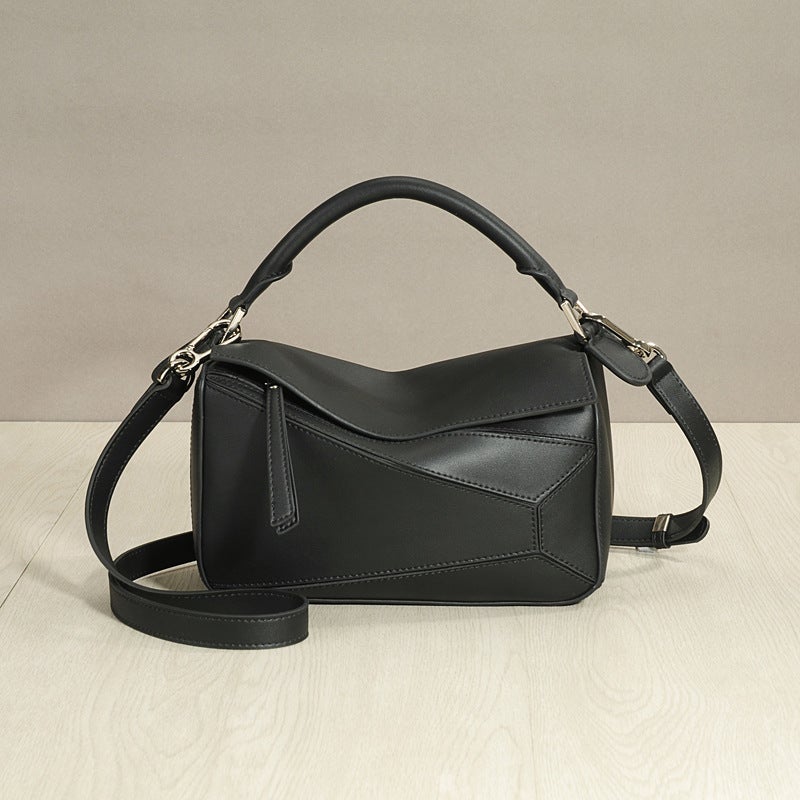 2025 Trendy New Trendy Genuine Leather Women'S Bag Geometric Bag Mini Small Diamond Crossbody Handheld Pillow Bag - Image 1