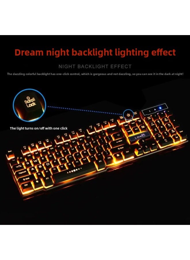 Generic - Wired Keyboard Mouse Suit USB Real Mechanical Feel Backlit Gaming Computer Desktop Notebook Suspension Key Cap-Color:Fifth Generation Black Luminous Keyboard + 6d Black Mouse With Pad - Image 1